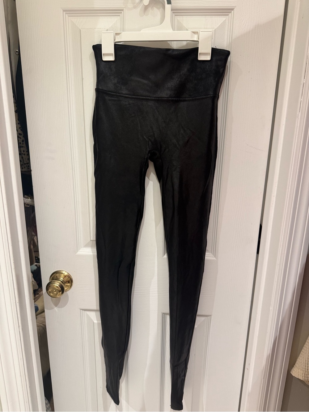 SPANX Black High-Waist Faux Leather Leggings